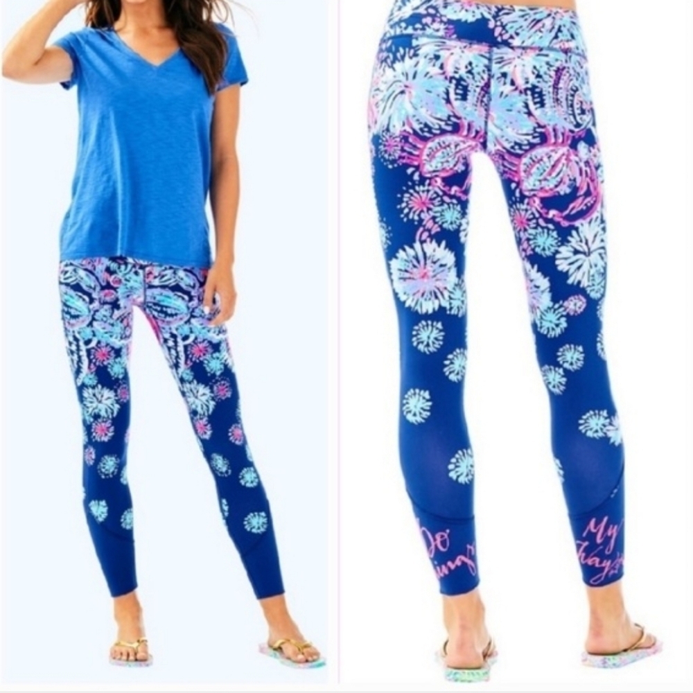 Lilly Pulitzer Luxletic Maralyn Weekender Leggings In Deep Indigo Gypsea Girl